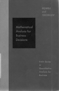 Image of Mathematical Analysis for Business Decisions